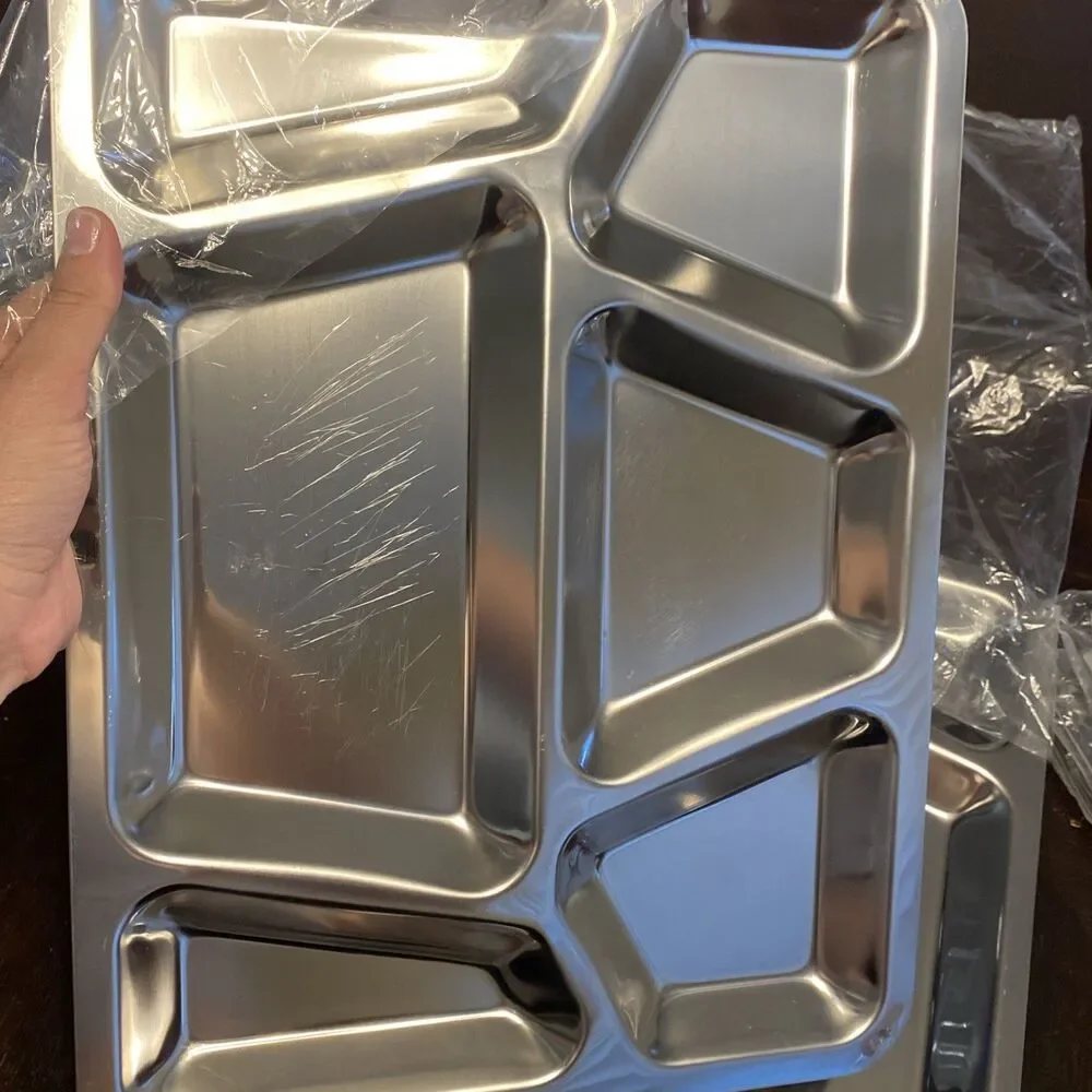 Vintage Military Stainless Steel Mess Hall Trays Camping Picnic Set Of 14